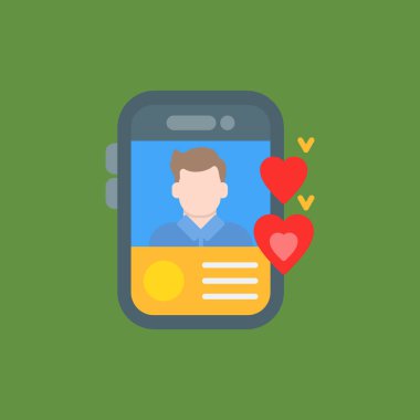 akıllı telefon ve kalp uygulama simgesi, vektör illüstrasyonu