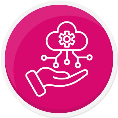 Çiçek ve bulut simgesi ile el, vektör illüstrasyonu