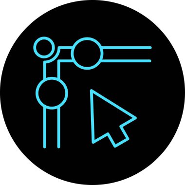 Yön ok vektör simgesi. biçim düz yuvarlak sembol, mavi renk, yuvarlak açılar, beyaz arkaplan