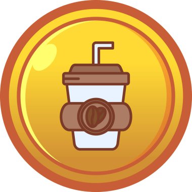 Bozuk para ikonlu kahve fincanı, vektör illüstrasyonu