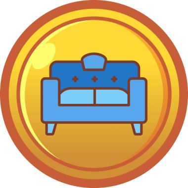 Beyaz arkaplanda basit bir şekilde izole edilmiş koltuk simgesi. mobilya sembolü illüstrasyonu