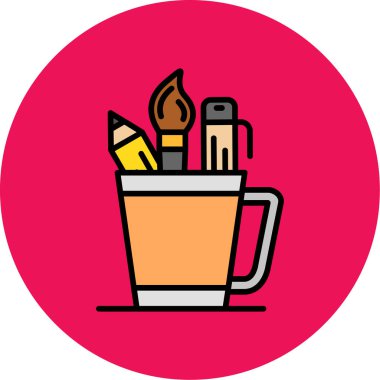 kalem ve kağıt bardak vektör çizimi