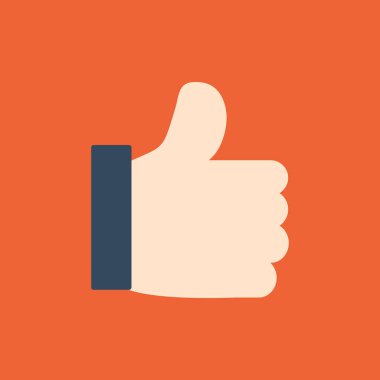 Başparmak yukarı simgesi. Vektör çizimi. düz tasarım biçimi