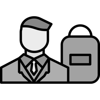 İş adamı ikonu. Beyaz arkaplanda izole edilmiş web tasarımı için iş adamı vektör simgesi taslağı