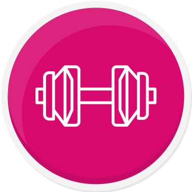 Beyaz çizgi halter simgesi uzun gölge arkaplanı ile izole edildi. Kas kaldırma ikonu. Fitness halteri, spor salonu, spor aletleri, egzersiz yaban domuzu.