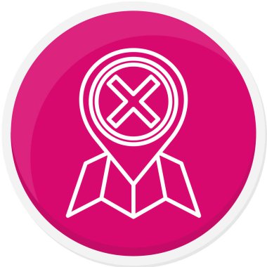 Beyaz çizgi yuvarlak pul simgesi uzun arkaplanda izole edildi. Pembe daire düğmesi. vektör.