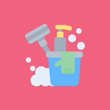 temizleme kovası ve fırça vektör çizimi.