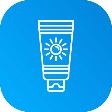 Beyaz zemin üzerinde güneş ikonu olan mavi çizgi lambası. Enerji ve fikir sembolü. Alternatif enerji kavramı Renkli kare düğme. vektör illüstrasyonu