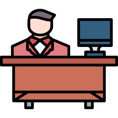 resepsiyon simgesi renk ana hatları vektörü