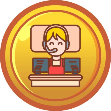 Bozuk para ikonu vektör illüstrasyonlu kadın