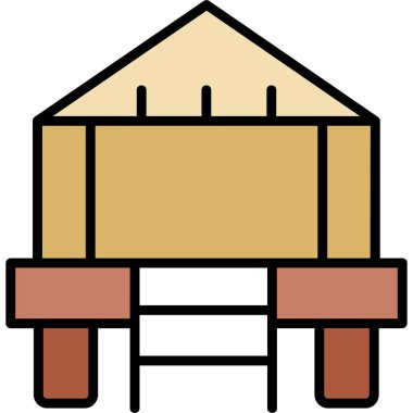 ahşap ev ikonu vektör illüstrasyonu