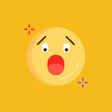 Gözleri olan sevimli yüzlü emojinin vektör çizimi.