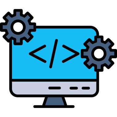 Doldurulmuş ana hatlar biçiminde kodlama kodu simgesi