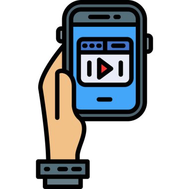 akıllı telefon ile müzik çalar ve akıllı telefon vektör çizimi