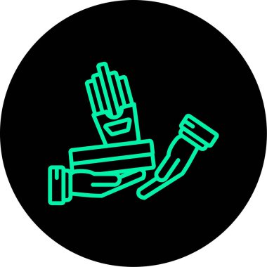 Haçlı bir tıbbi maskenin yeşil ve mavi ikonunun vektör çizimi