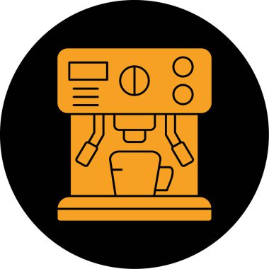 kahve makinesi simgesi renk ana hatları vektörü