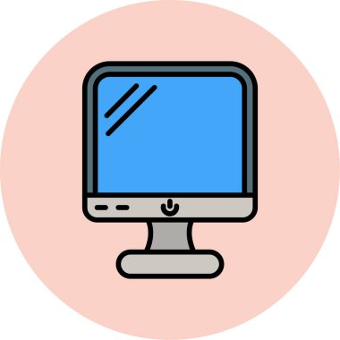 Bilgisayar simgesi. Web için basit bilgisayar vektör simgeleri çizimi