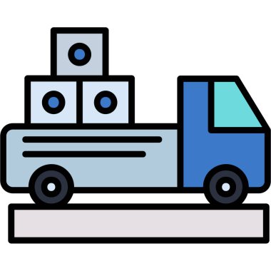 Teslimat kamyonu ikonu. Taslak dağıtım kamyonu vektör simgesi rengi izole edildi