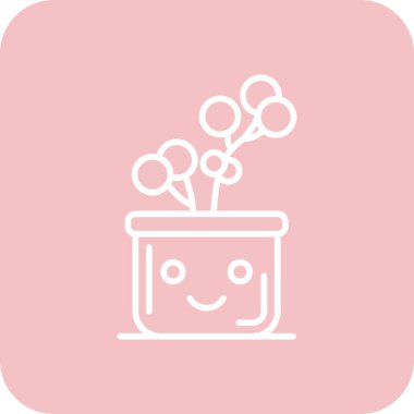 Şirin kaktüs tenceresi, basit ikon vektör illüstrasyonu