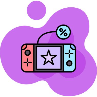 Oyun joystick simgesi renk ana hatları vektörü