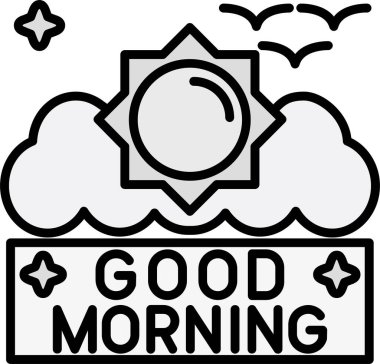 Mutlu sabahlar, modern simge, vektör illüstrasyonu