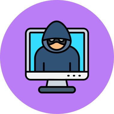 Dizüstü bilgisayarı ve güvenlik vektör çizimi tasarımı olan bir bilgisayar korsanı