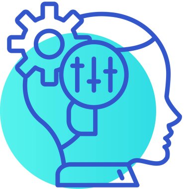 Beyin düşünme simgesi, vektör illüstrasyonu