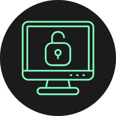 bilgisayar kilidi ikon vektör illüstrasyonu