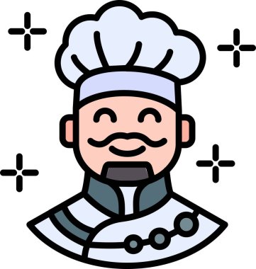 Şef aşçı yemek ikonu - ana hatlarıyla