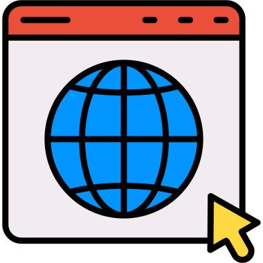 Doldurulmuş ana hatlar biçiminde tarayıcı genel internet simgesi