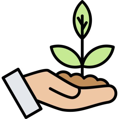 bitki ve el bir yaprak, vektör, illüstrasyon