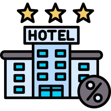 Otel binası ikon vektör illüstrasyonu