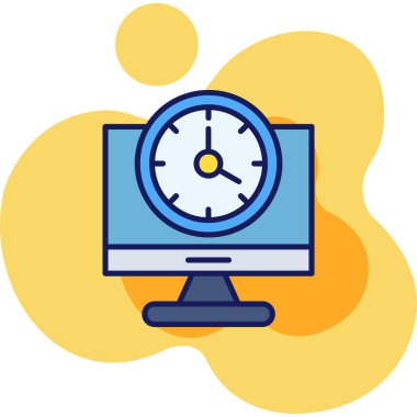 Saat simgesi, vektör illüstrasyonlu bilgisayar monitörü