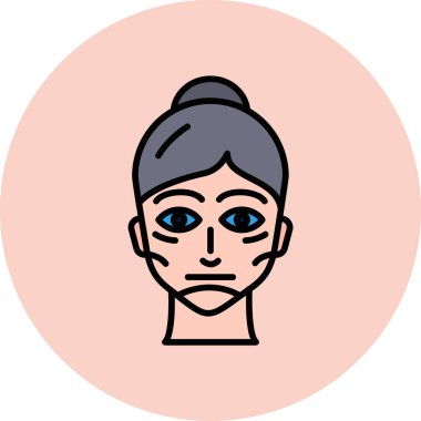 Kadın renk çizgisi simgesi. Yüz ifadesi. İnsan yüzü. Yüz ifadesi. İnsan duyguları konsepti. izole vektör illüstrasyonu