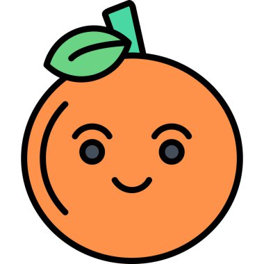 turuncu taze meyve ikonu vektör ana hatları biçimi