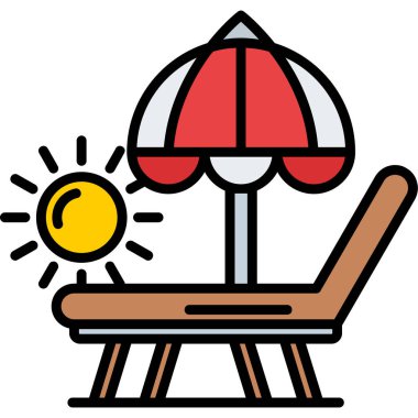 Yaz güneşi sahili ikonu