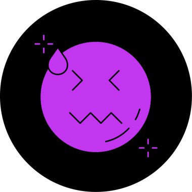 Mor ve beyaz renkli şirin bir çizgi film ikonunun vektör çizimi