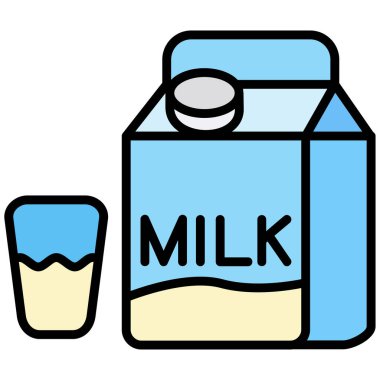 süt sütü simgesi renk ana hatları vektörü