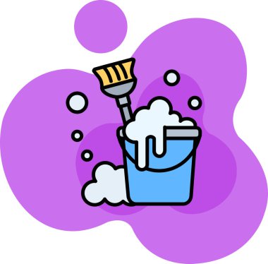 Boya fırçası vektör illüstrasyonlu karalama tarzı kova