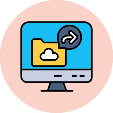 Web bulut sunucusu simgesi, ana hatları doldurulmuş işaret tasarımı