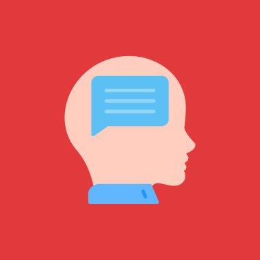 Konuşma baloncuğu simgesi olan insan kafası, vektör illüstrasyonu