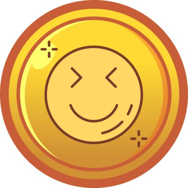 Emoji yüz madeni para simgesi doldurulmuş dış hat biçimi