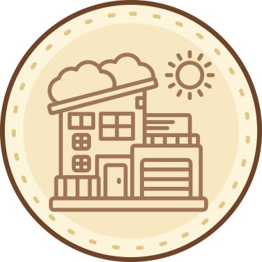 Şehri olan bir evin vektör illüstrasyonu