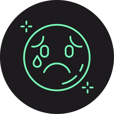 Üzgün emoji simgesi tasarım, renkli vektör çizim