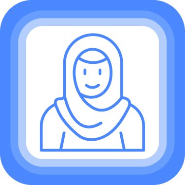 Başörtüsü olan kadın. Web simgesi basit illüstrasyon