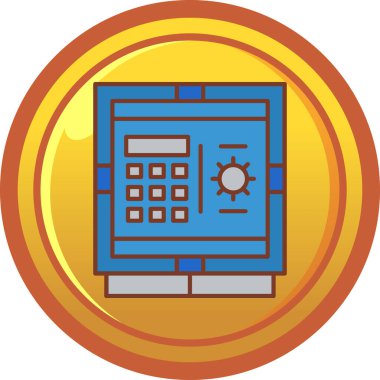 Bitcoin güvenli simgesi, vektör illüstrasyonu