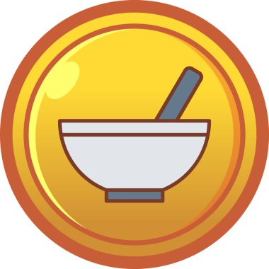 Bir kase çorba ikonu, düz stil.