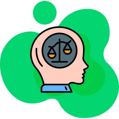 Beyin ve hukuk simgesi, vektör illüstrasyonu