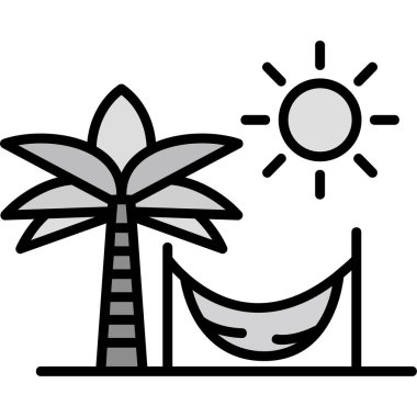 Yaz tatili vektör çizgisi simgesi, yaz, tatil simgesi, güneş simgesi, vektör illüstrasyonu