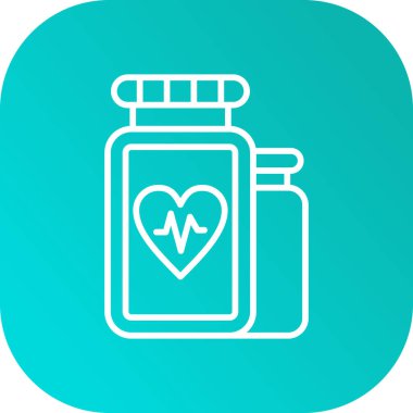 beyaz arka planda çizgi yaşam ilacı şişesi